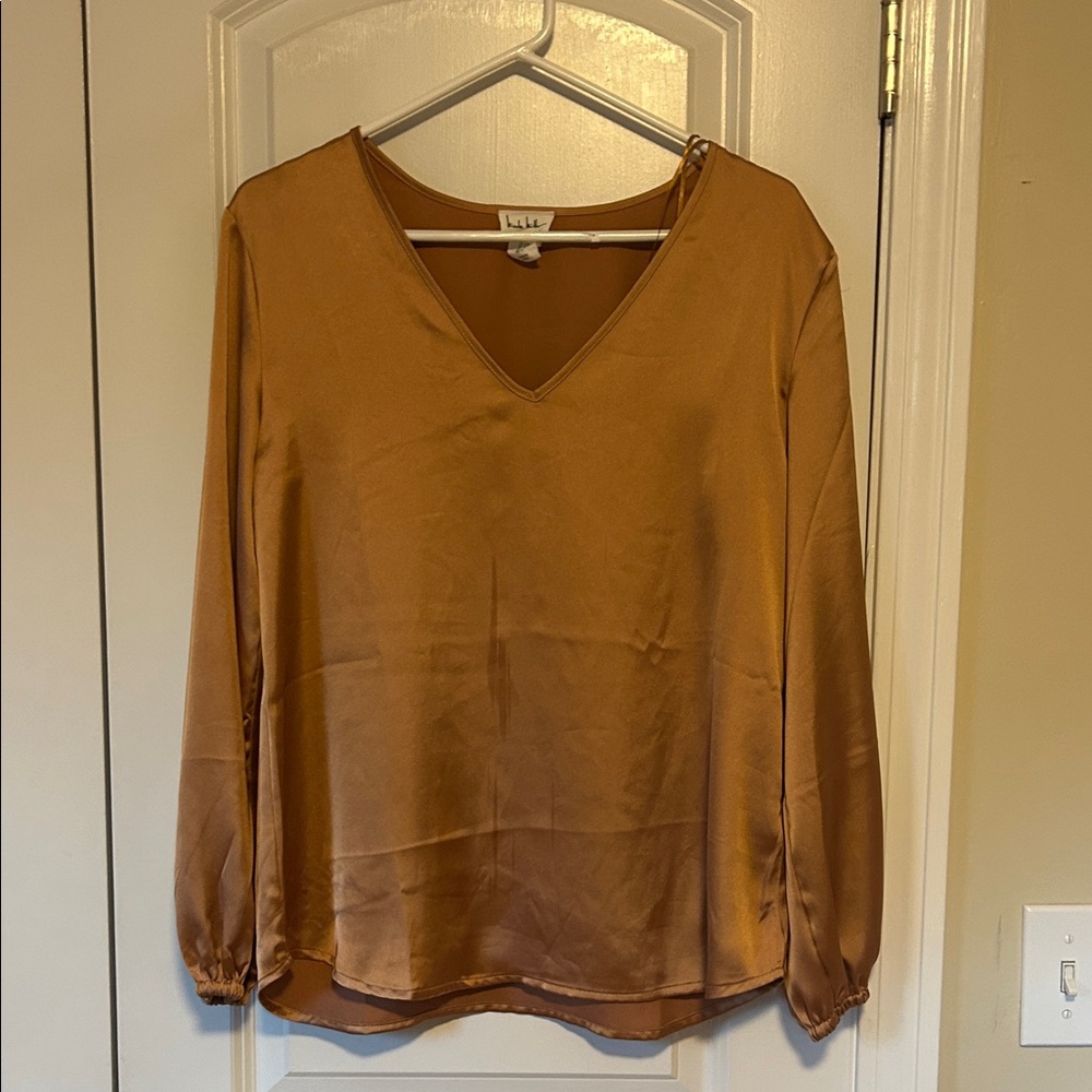 Nicole Miller copper bronze blouse Small
